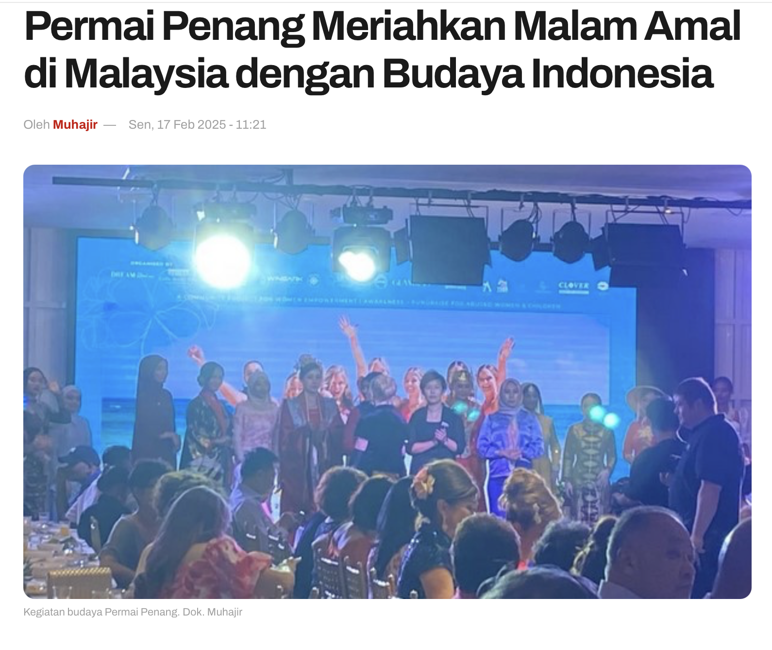 Permai Penang Meriahkan Malam Amal di Malaysia dengan Budaya Indonesia