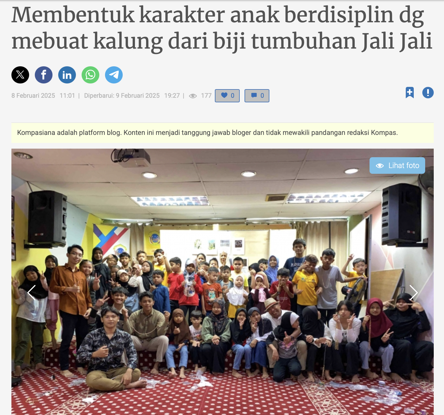 Membentuk karakter anak berdisiplin dg mebuat kalung dari biji tumbuhan Jali Jali