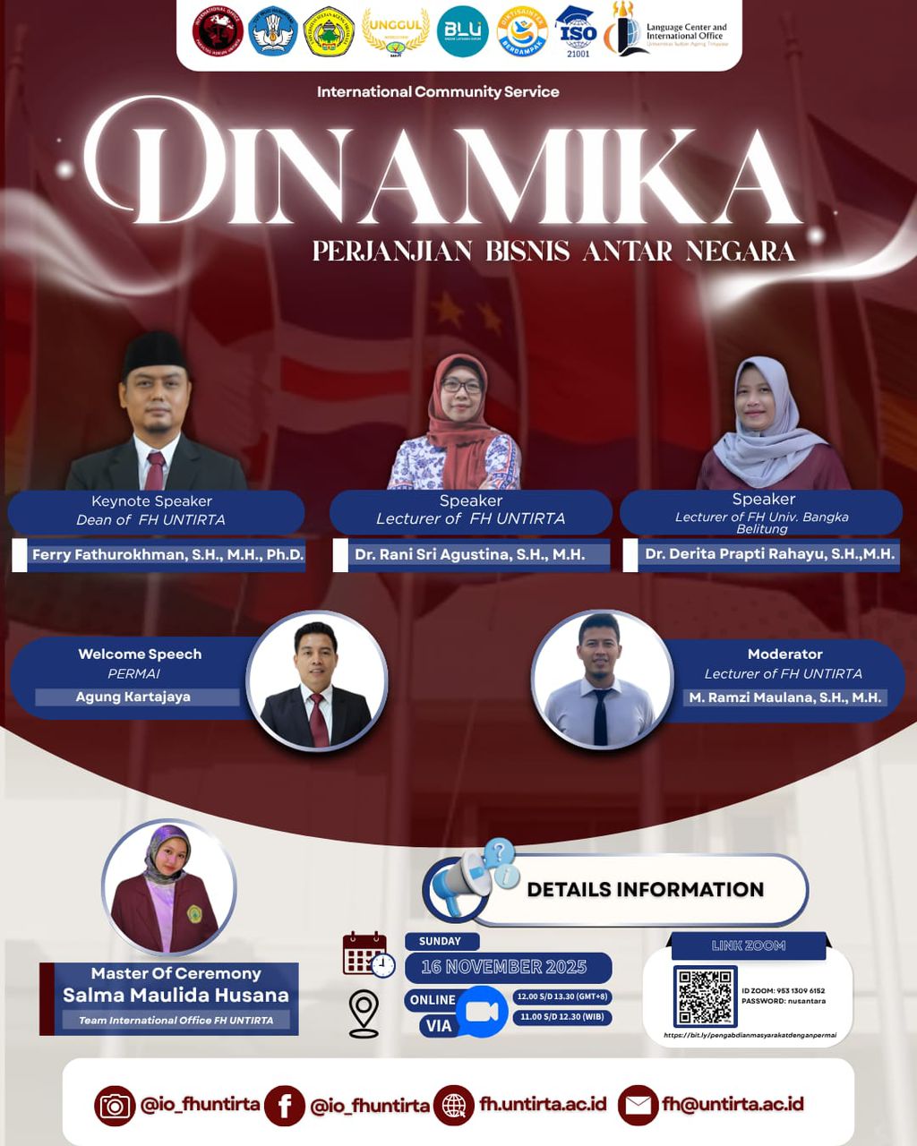 Kolaborasi PERMAI dan FH UNTIRTA Sukses Gelar International Community Service “Dinamika Perjanjian Bisnis Antar Negara”
